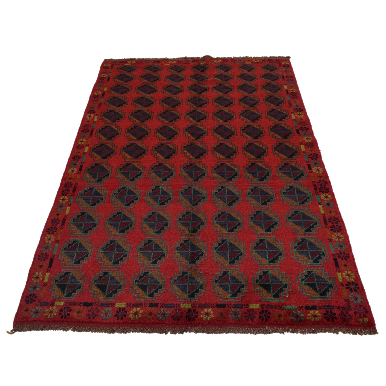 Baluchi Rug Handmade Red Geometric 4x6 ft