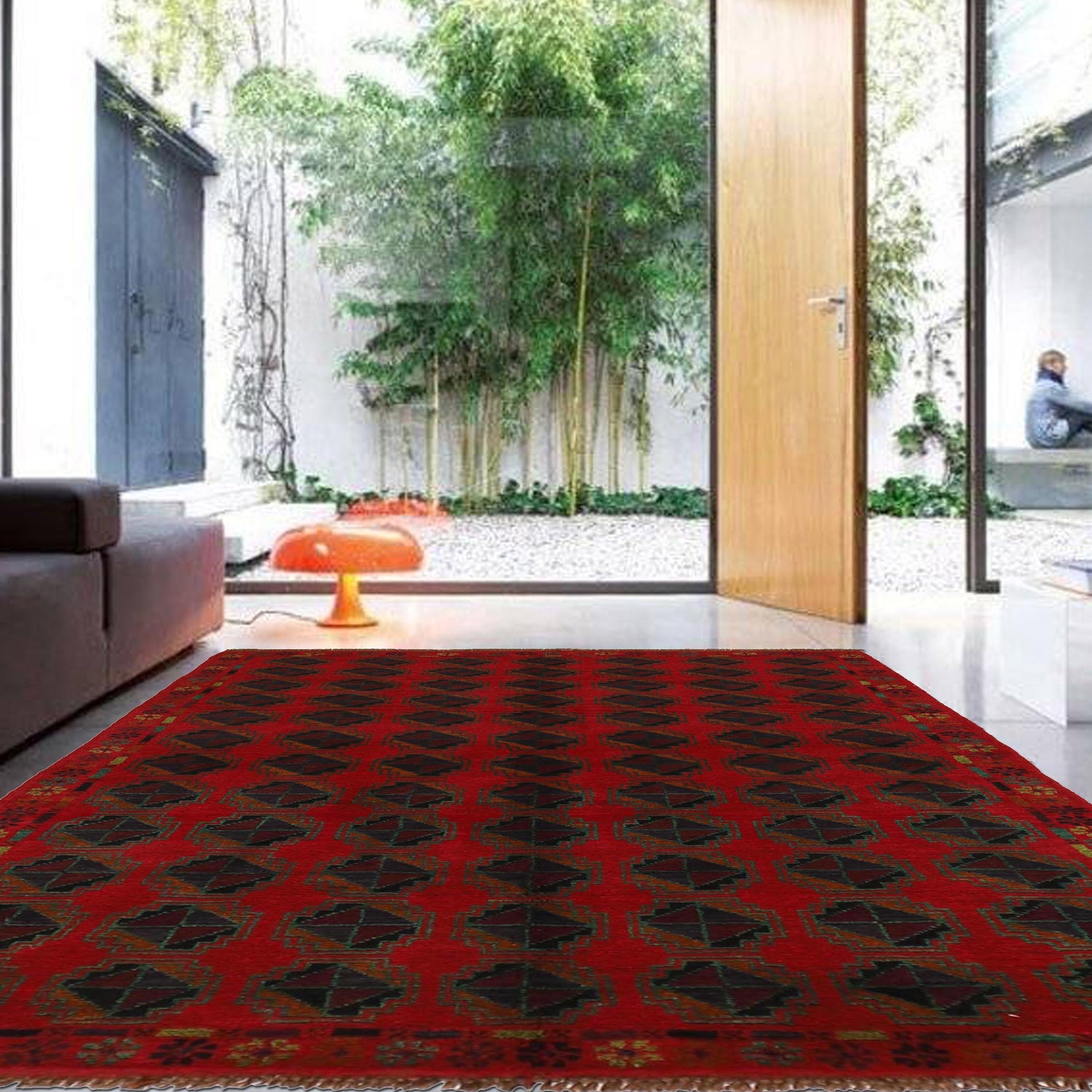 Baluchi Rug Handmade Red Geometric 4x6 ft
