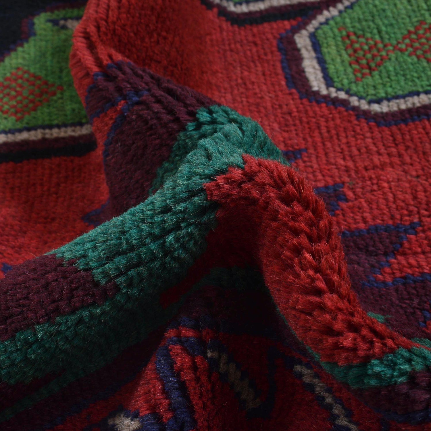 Baluchi Rug Handmade Red Geometric 4x6 ft