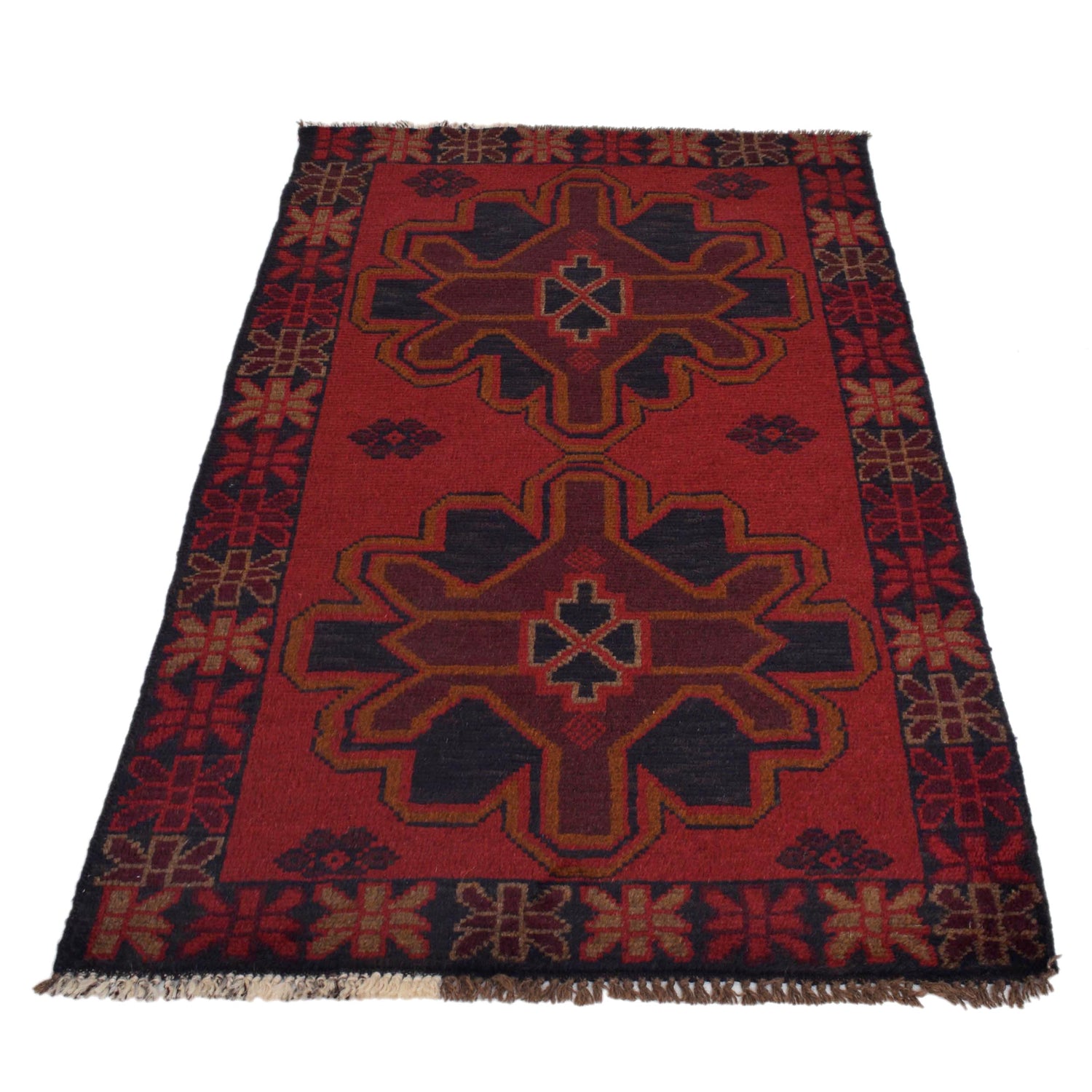 Baluchi Rug Handmade Red Geometric 3x5 ft