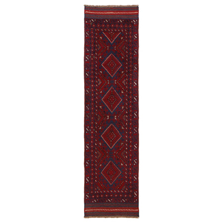 Mashwani Runner Handmade Deep Red Geometric 8' Runner
