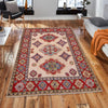 Kazak Rug Handmade Ivory Medallion 4x6 ft