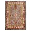 Kazak Rug Handmade Gray Medallion 4x7 ft