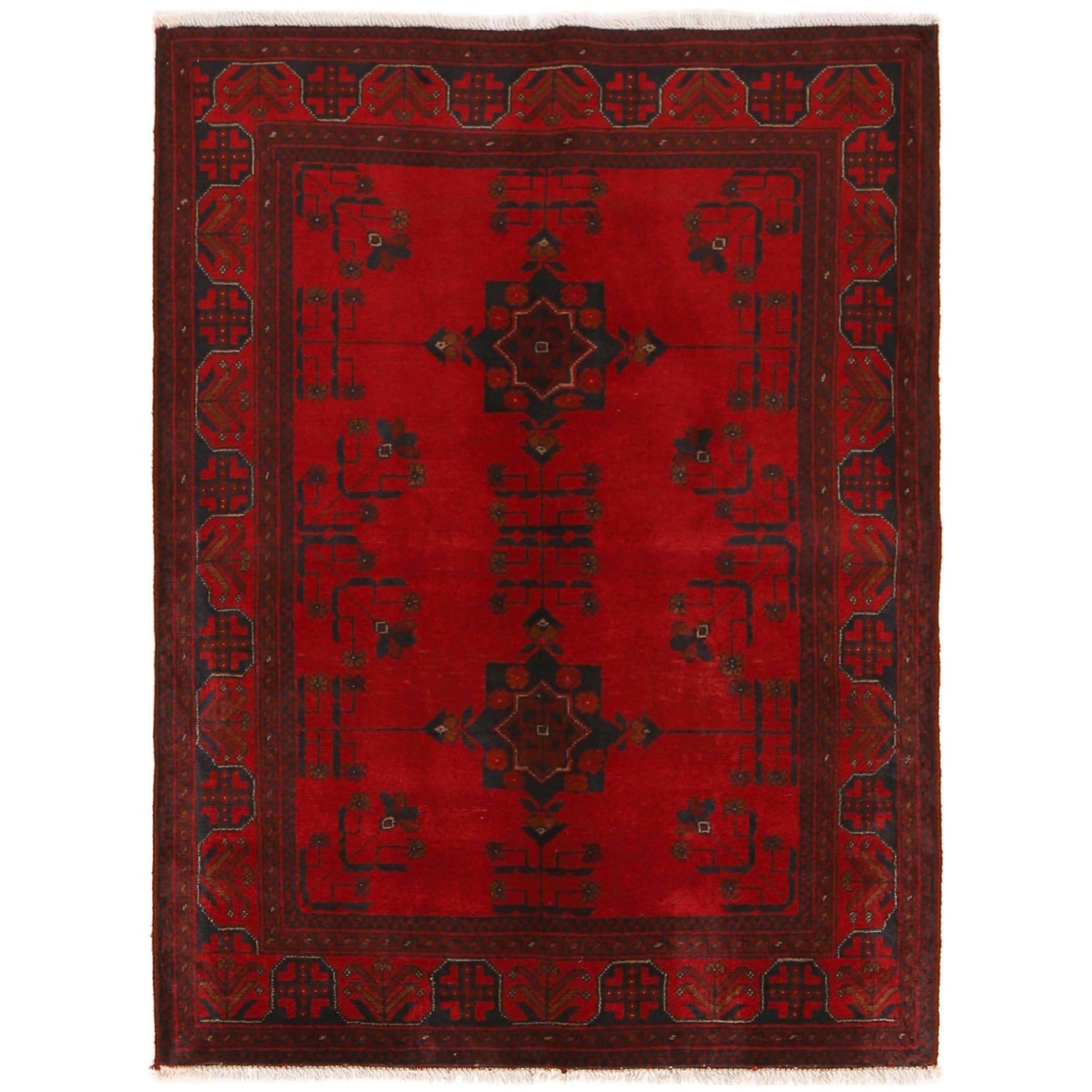 Khal Mohammadi Rug Handmade Red 3x5 ft