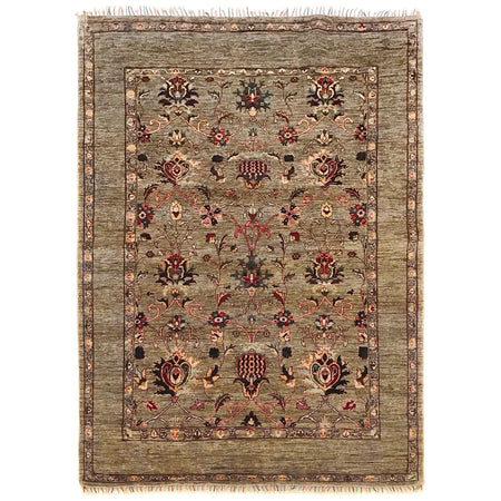 Sultani Area Rug Handmade Gray Floral 5x8 ft