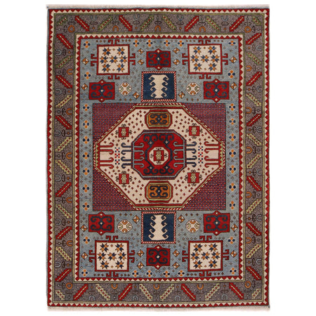 Mamluk Area Rug Handmade Multi Medallion 4x7 ft