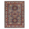Kazak Rug Handmade Gray Medallion 4x7 ft