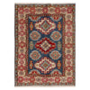 Kazak Rug Handmade Blue Medallion 2x4 ft
