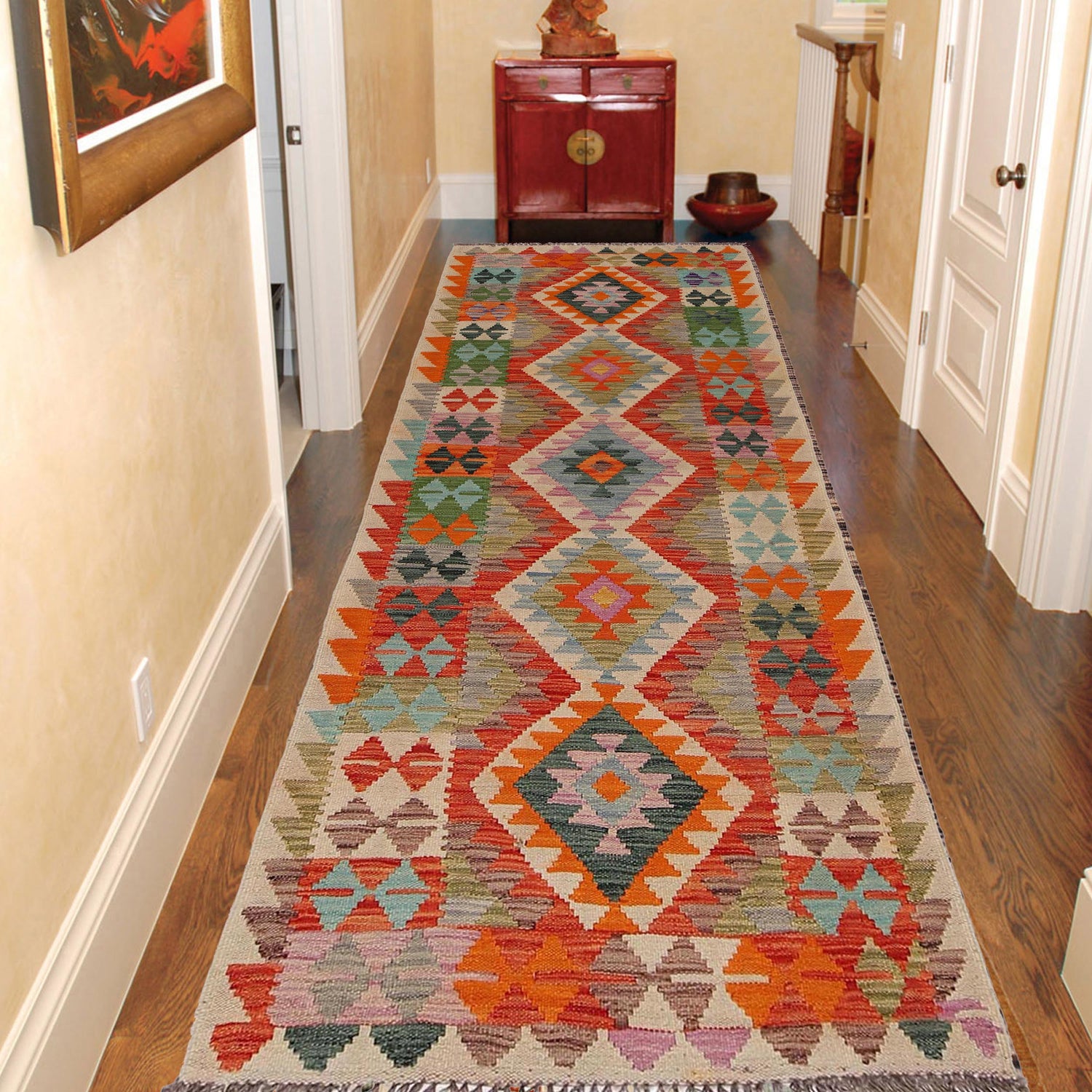 Handmade Multi Kilim Geometric 8' Runner