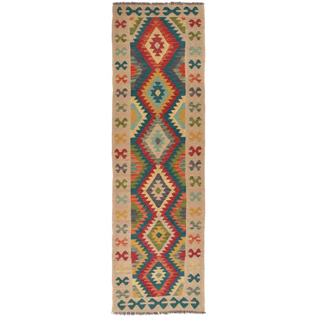 Handmade Multi Kilim Geometric 10' Runner