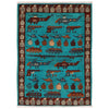 War Area Rug Handmade Blue Tank + Helicopter + Riffle 3x5 ft
