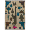 War Area Rug Handmade Beige Riffle + Tanks + Aeroplane 2 x