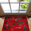 War Area Rug Handmade Red Tank + Helicopter + Riffle 2 x 3