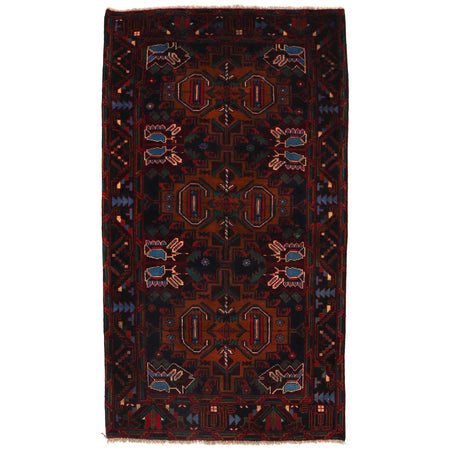 Baluchi Rug Handmade Multi Geometric 4x6 ft