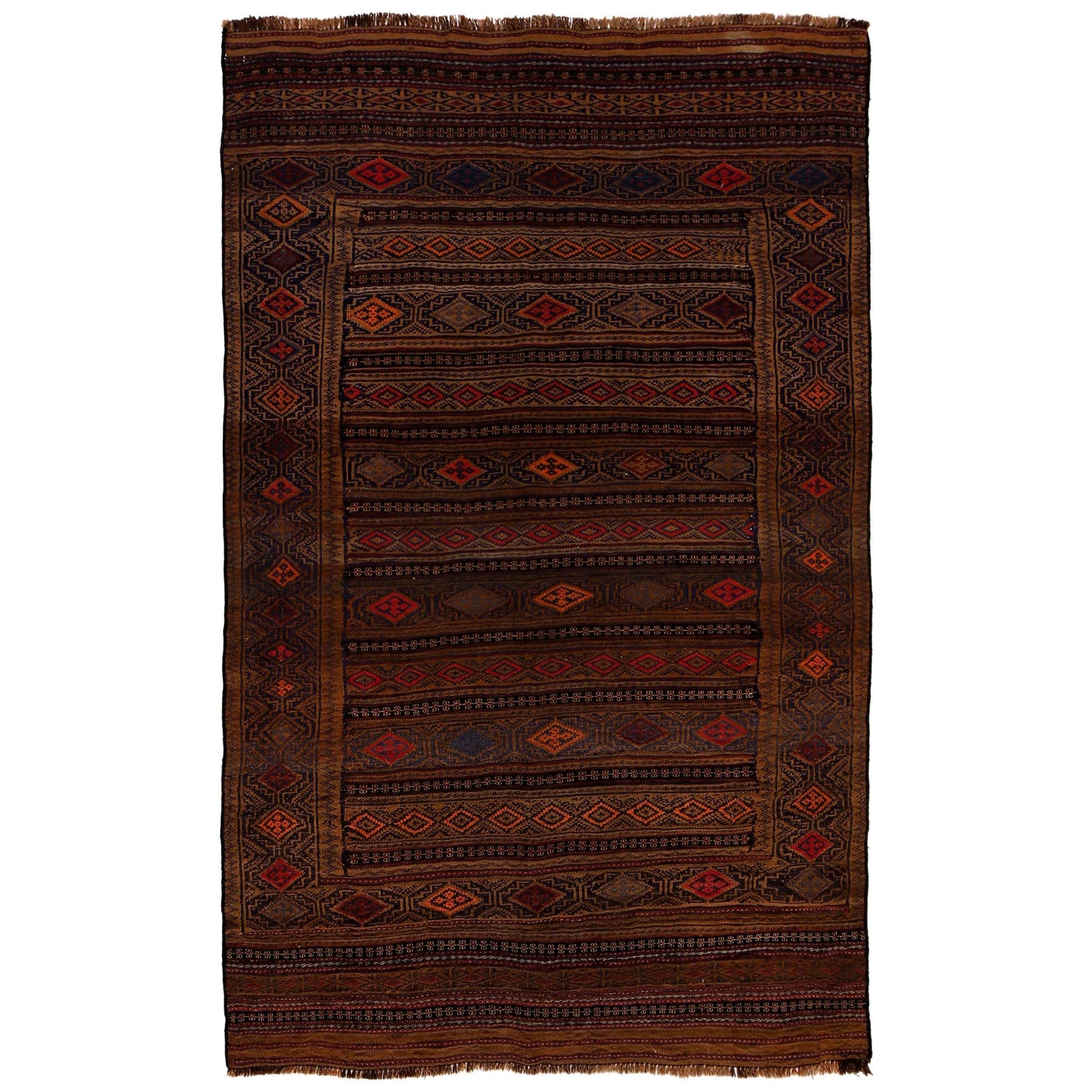 Laghari Kilim Area Rug Handmade Multi Geometric 4x6 ft