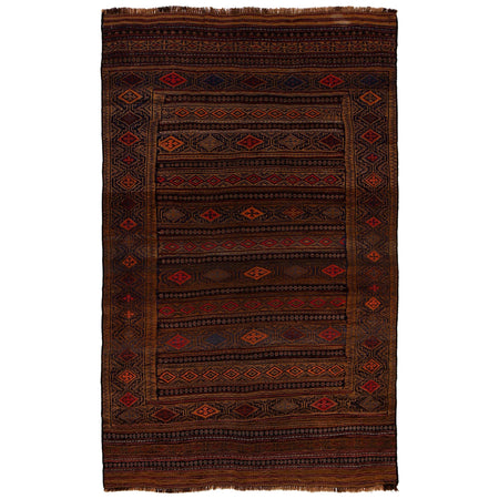 Laghari Kilim Area Rug Handmade Multi Geometric 4x6 ft