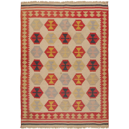 Maimana Kilim Area Rug Handmade Multi Floral 5x8 ft