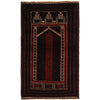 Baluchi Rug Handmade Black Prayer Design 3x5 ft