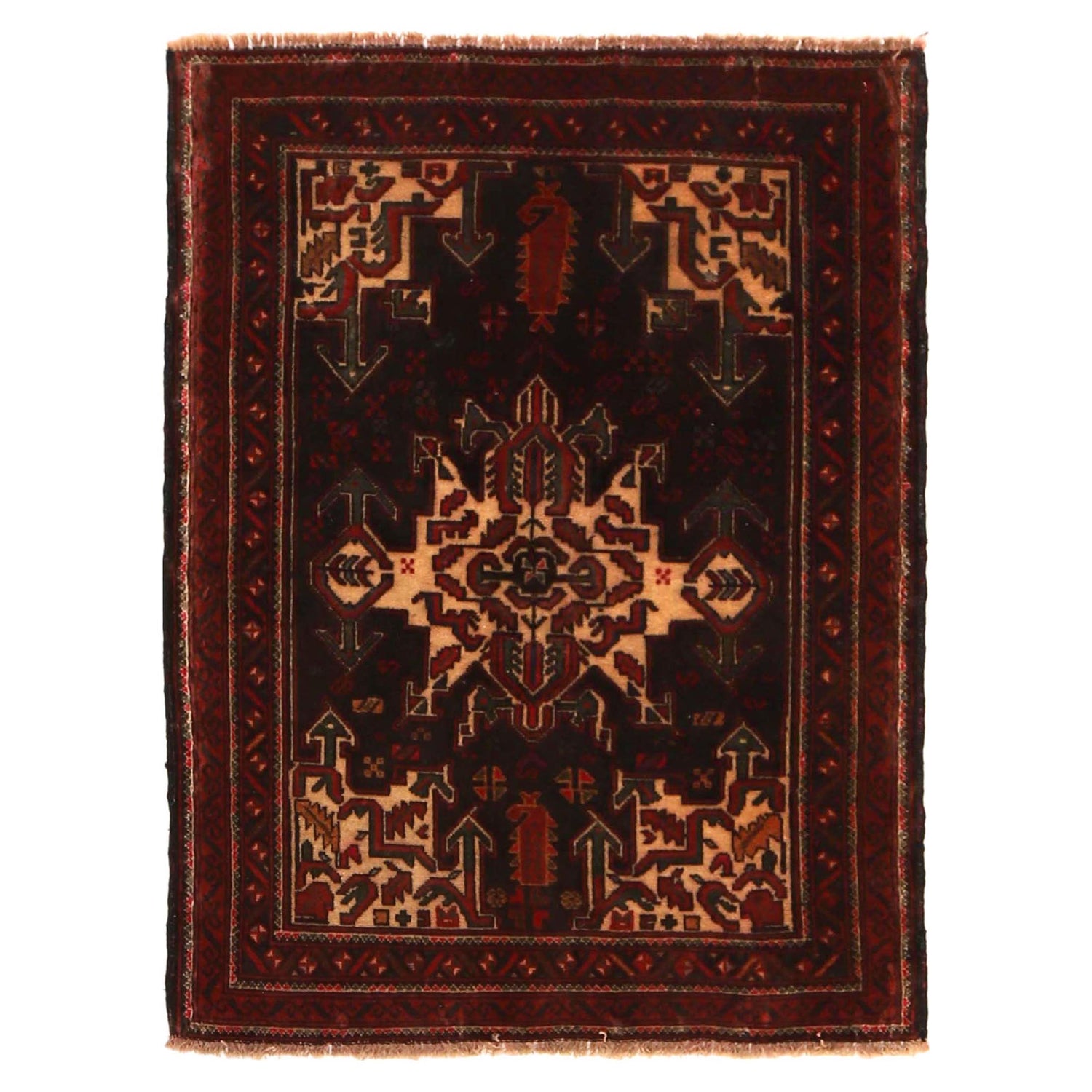 Hand-Knotted Multi Baluchi Tribal Area Rug – 2' 10" x 3' 10" ft (86 x 118 cm) | SKU: G35171