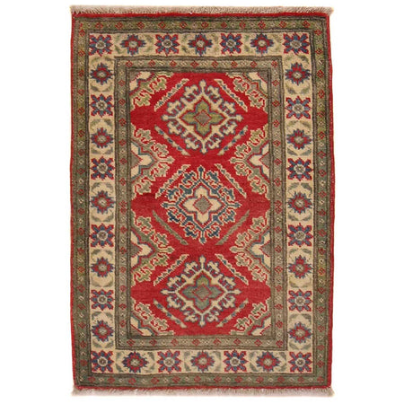 Kazak Rug Handmade Red Medallion 2 x 3 ft
