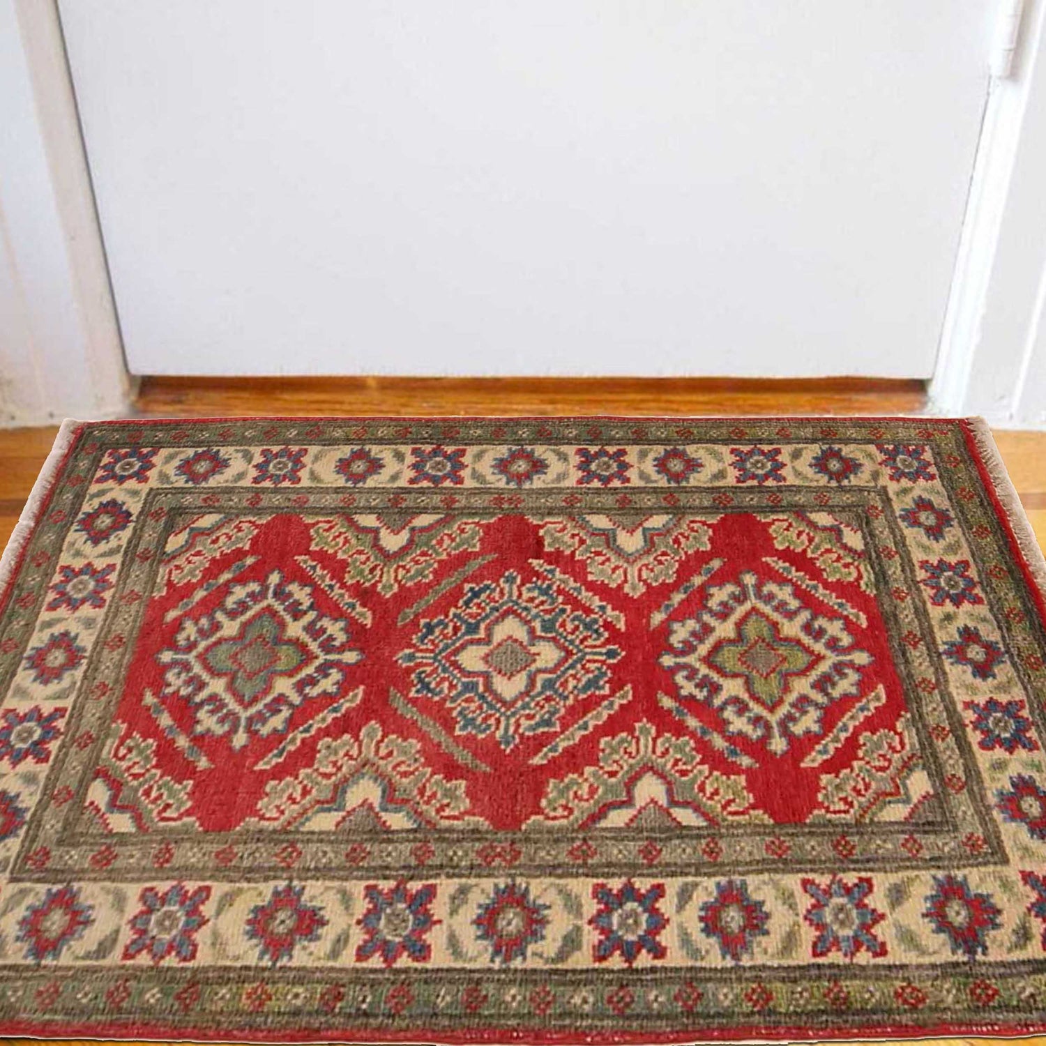 Kazak Rug Handmade Red Medallion 2 x 3 ft