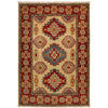 Kazak Rug Handmade Beige Medallion 2x4 ft