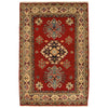 Kazak Rug Handmade Red Medallion 2x4 ft