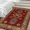 Kazak Rug Handmade Red Medallion 2x4 ft