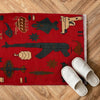 War Area Rug Handmade Red Riffle + Tank + Helicopter +