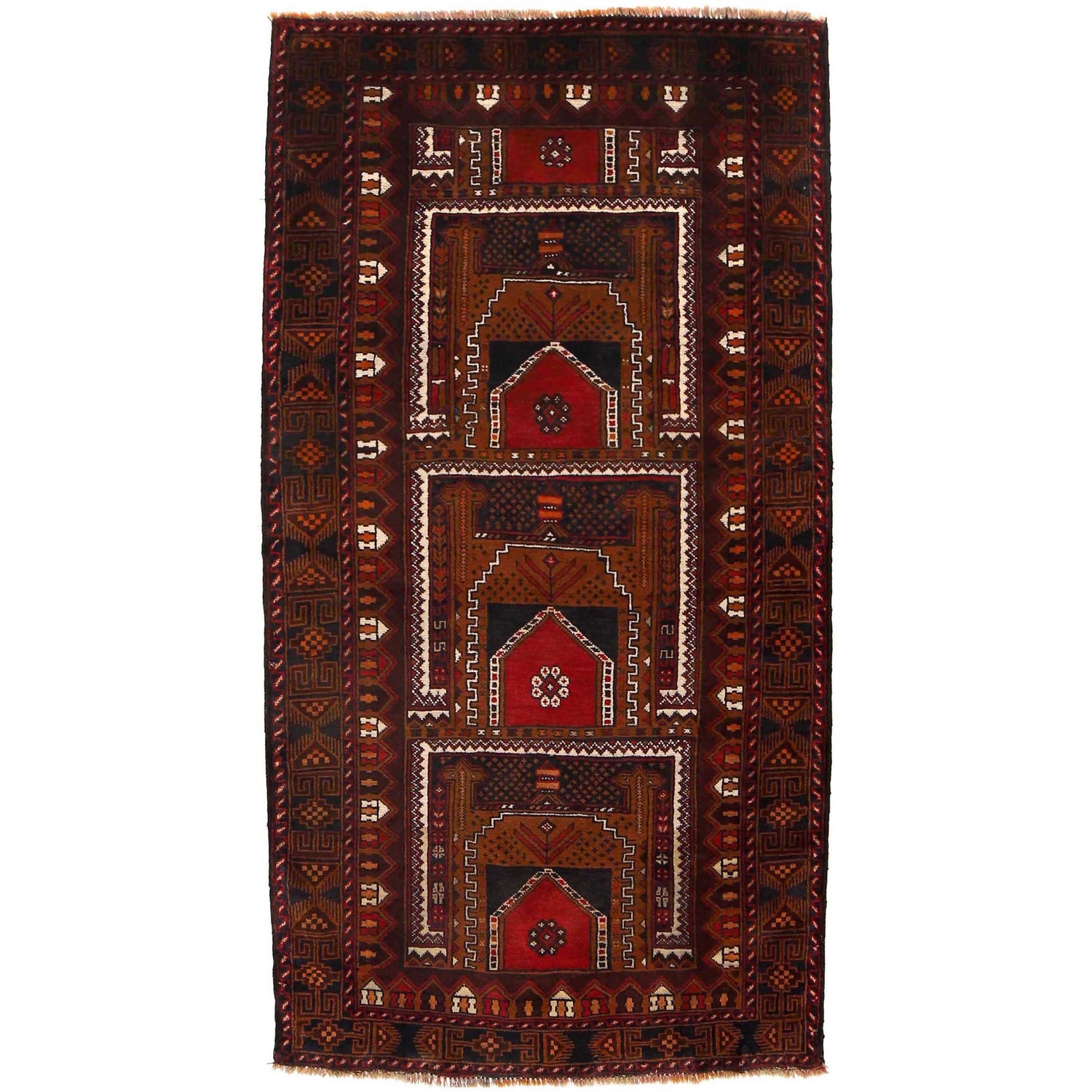 Baluchi Rug Handmade Multi Geometric 4x6 ft