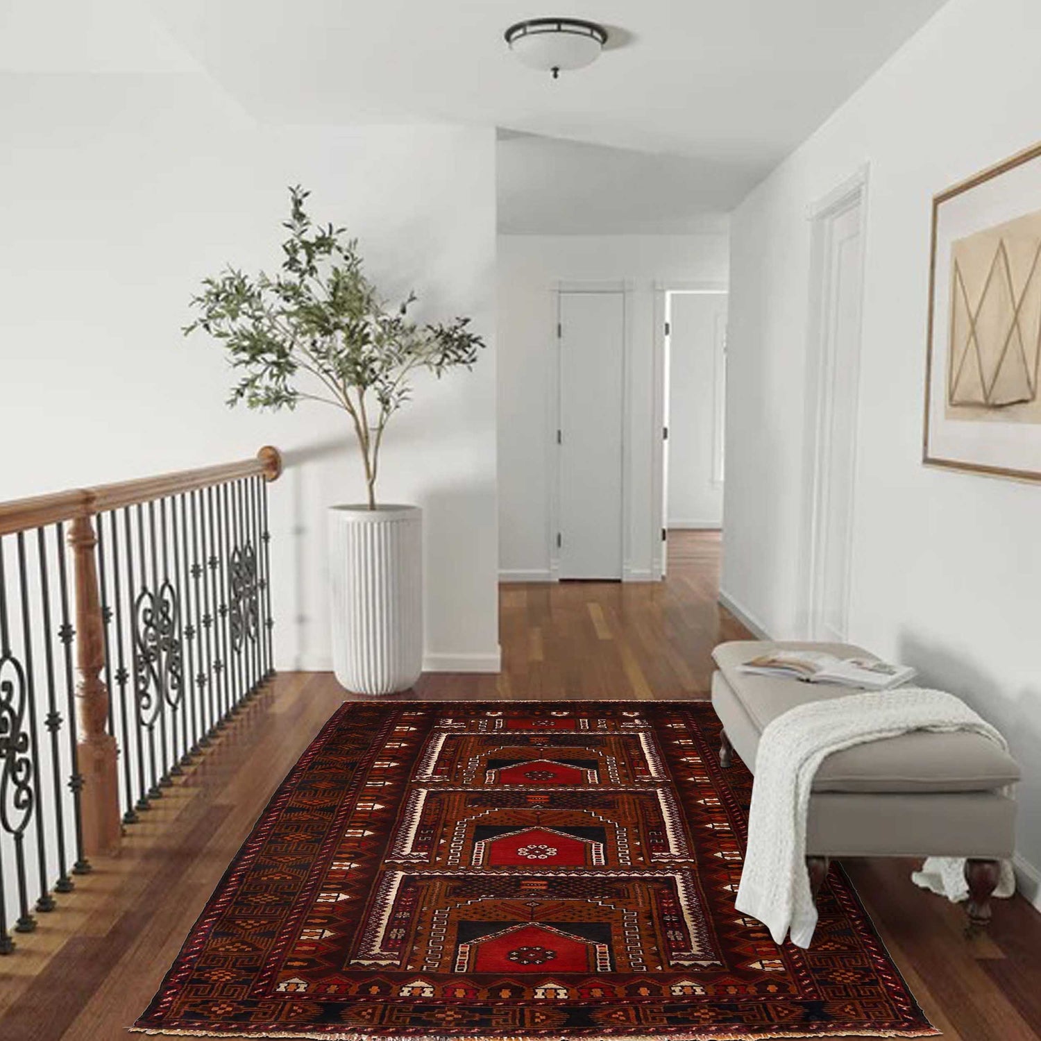 Baluchi Rug Handmade Multi Geometric 4x6 ft