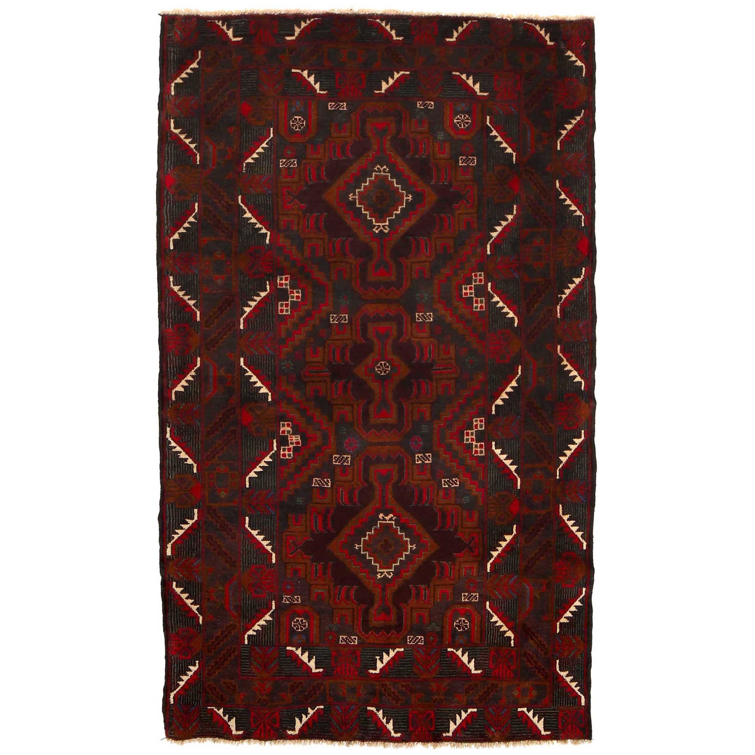 Baluchi Rug Handmade Multi Geometric 4x6 ft