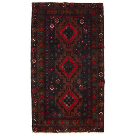Baluchi Rug Handmade Multi Geometric 4x6 ft