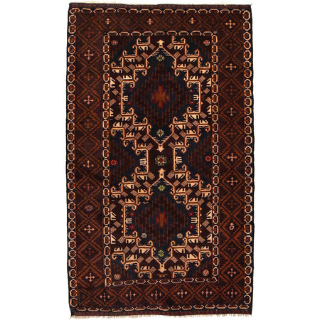 Baluchi Rug Handmade Multi Geometric 4x6 ft
