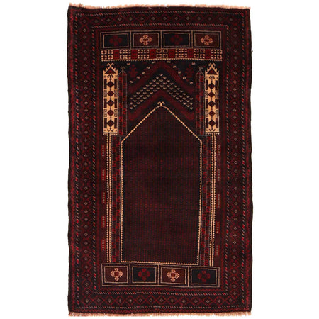 Baluchi Rug Handmade Multi Prayer Design 3x5 ft