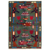 War Area Rug Handmade Green Tank + Helicopter + Riffle 4x6