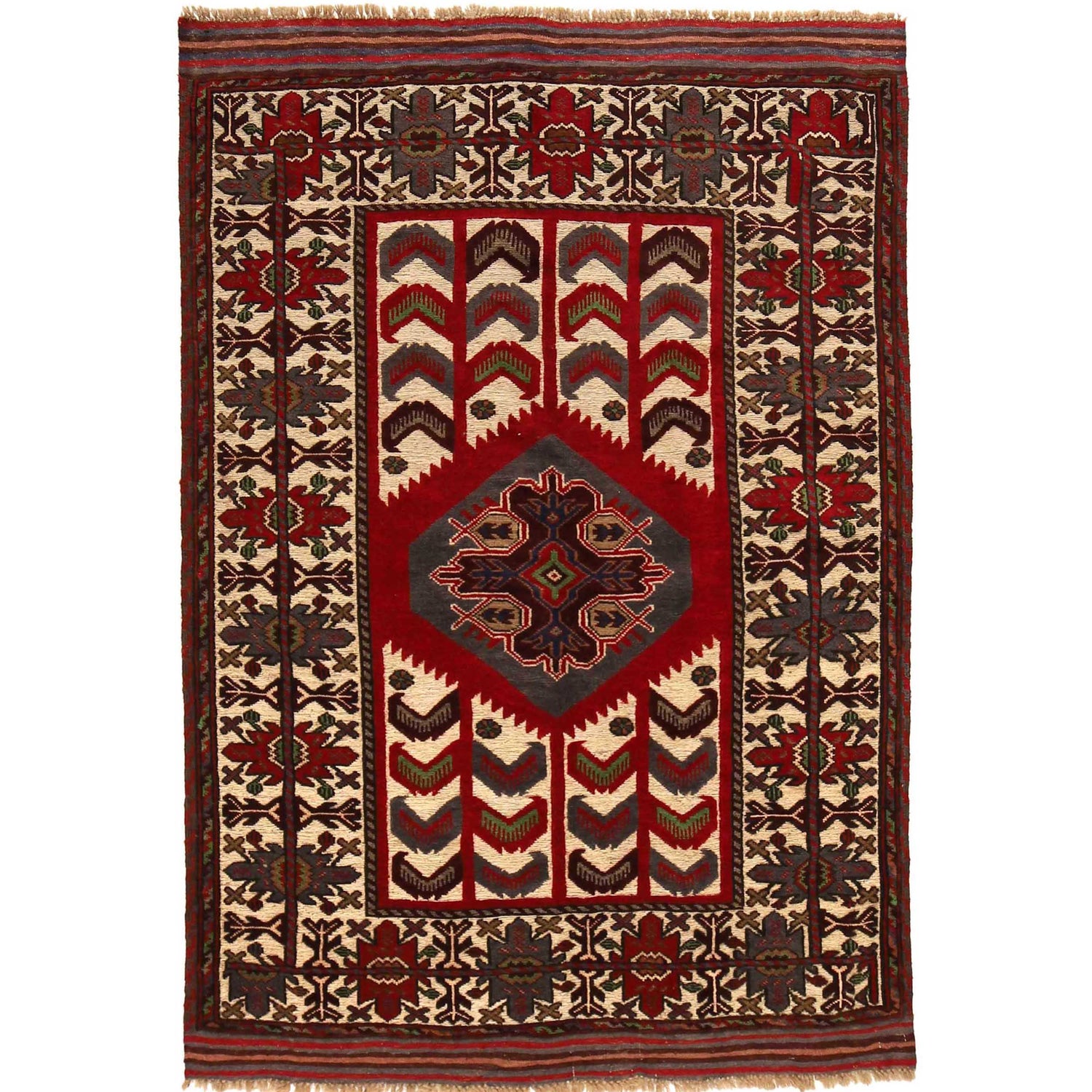 Barjasta Area Rug Handmade Multi Floral 4x6 ft