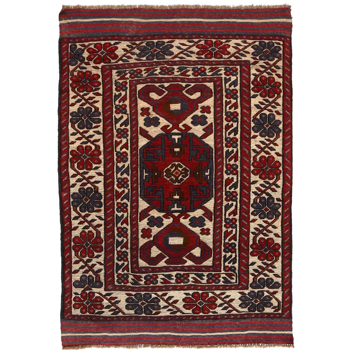 Barjasta Area Rug Handmade Multi Floral 4x6 ft