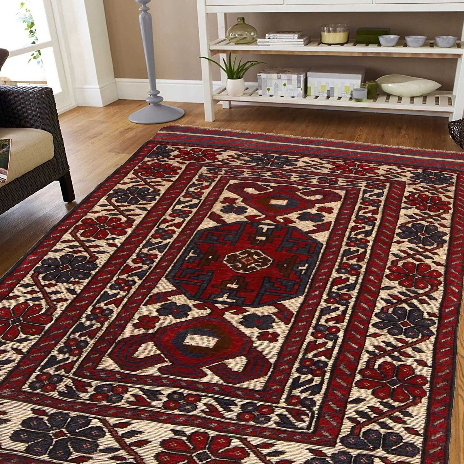 Barjasta Area Rug Handmade Multi Floral 4x6 ft