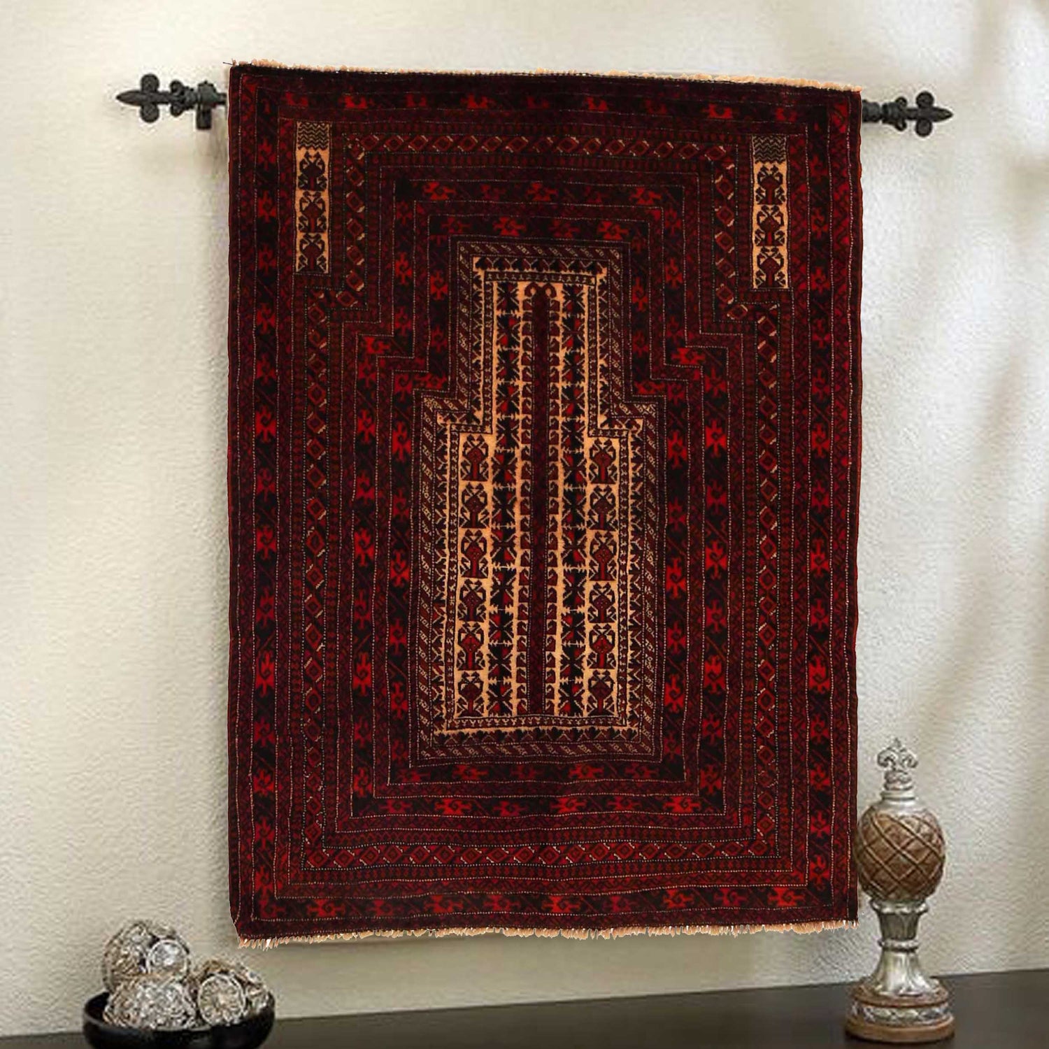 Baluchi Rug Handmade Multi Prayer Design 3x5 ft