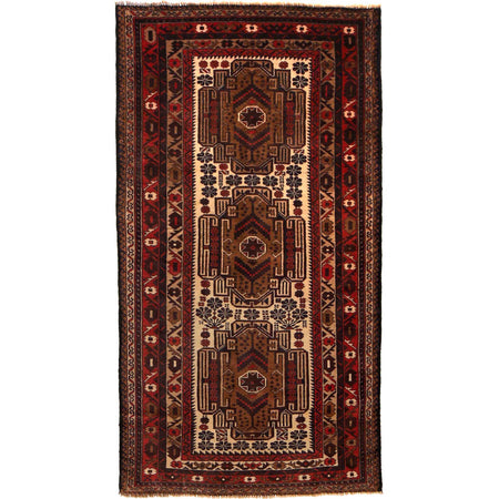 Baluchi Rug Handmade Multi Geometric 4x6 ft