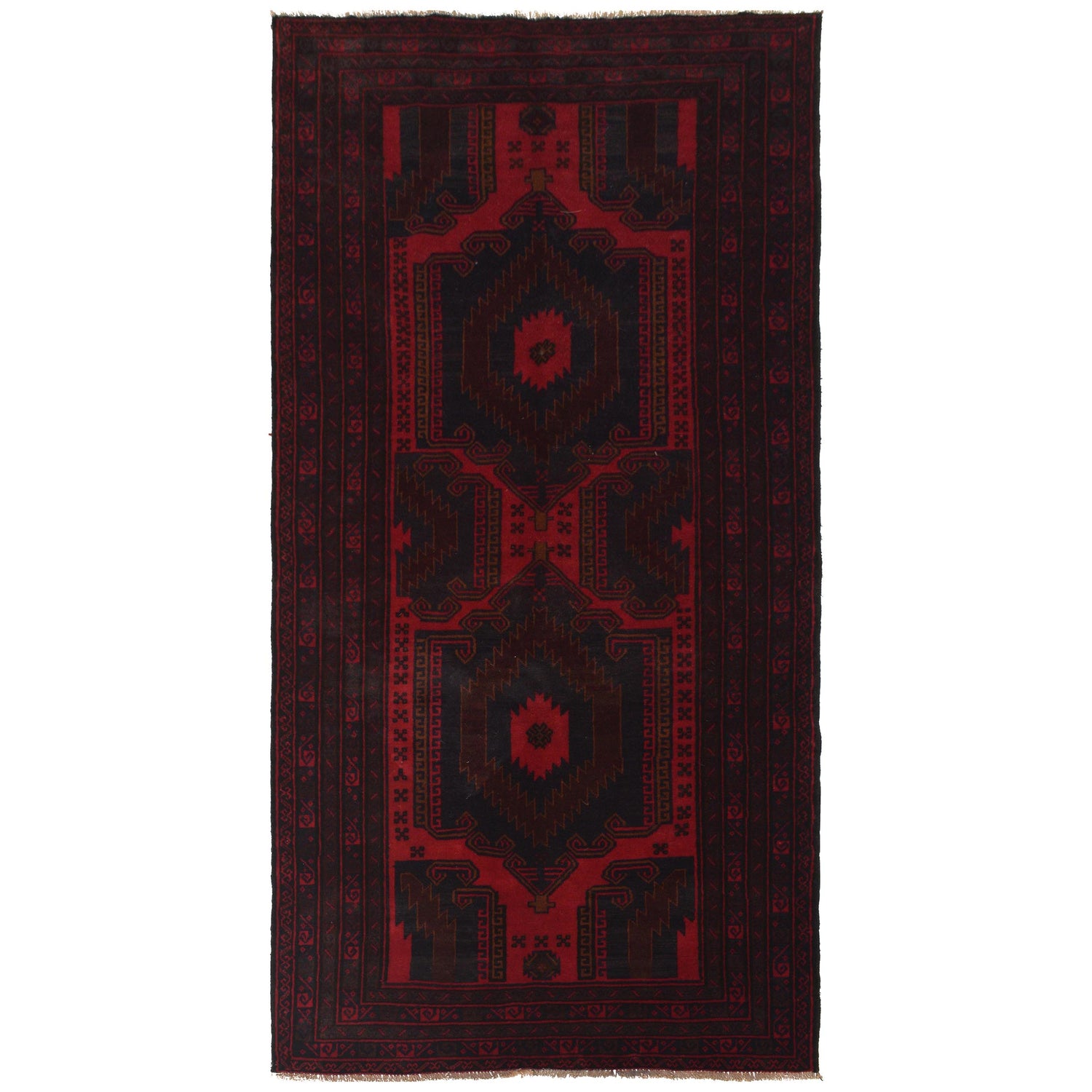 Baluchi Rug Handmade Red Geometric 5x8 ft