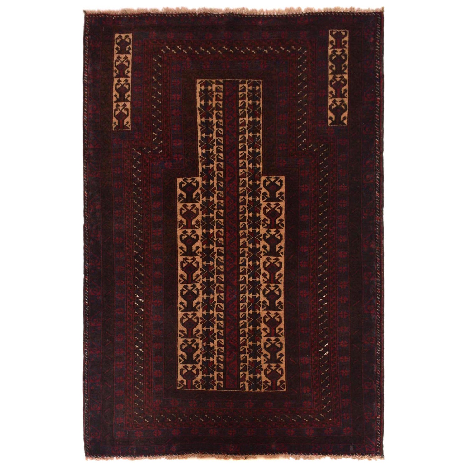 Baluchi Rug Handmade Multi Prayer Design 3x5 ft