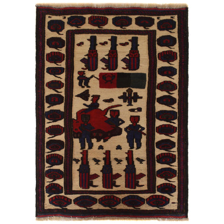 Pictorial Rug Handmade Multi Design