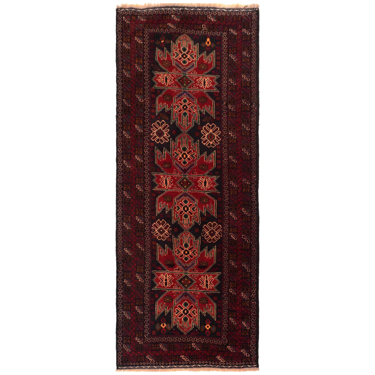 Baluchi Runner Rug Handmade Red 6' Runner
