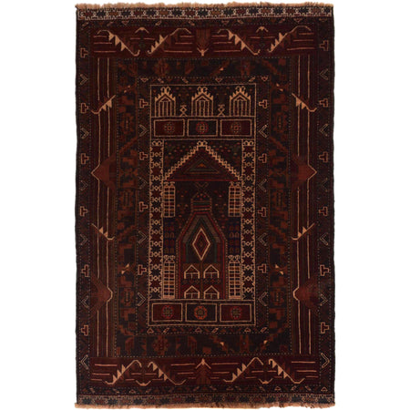 Baluchi Rug Handmade Multi Prayer Design 3x5 ft