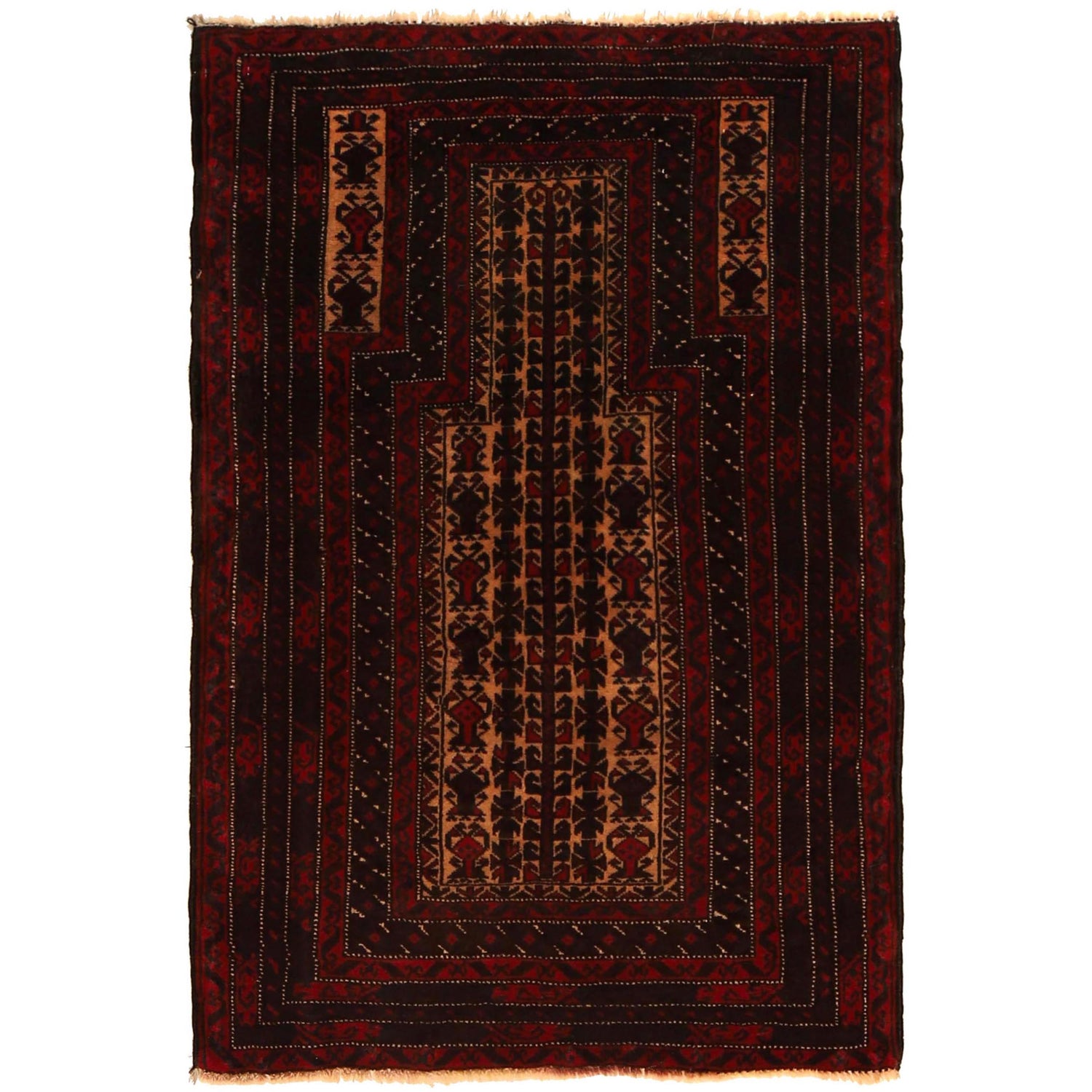 Baluchi Rug Handmade Multi Prayer Design 2x4 ft