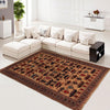War Area Rug Handmade Brown Tank + Riffle + Helicopter 7x10