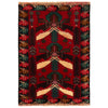 Baluchi Rug Handmade Red Geometric 2x4 ft