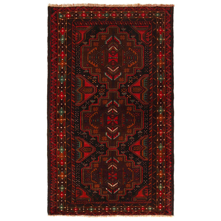 Baluchi Rug Handmade Red Geometric 4x6 ft